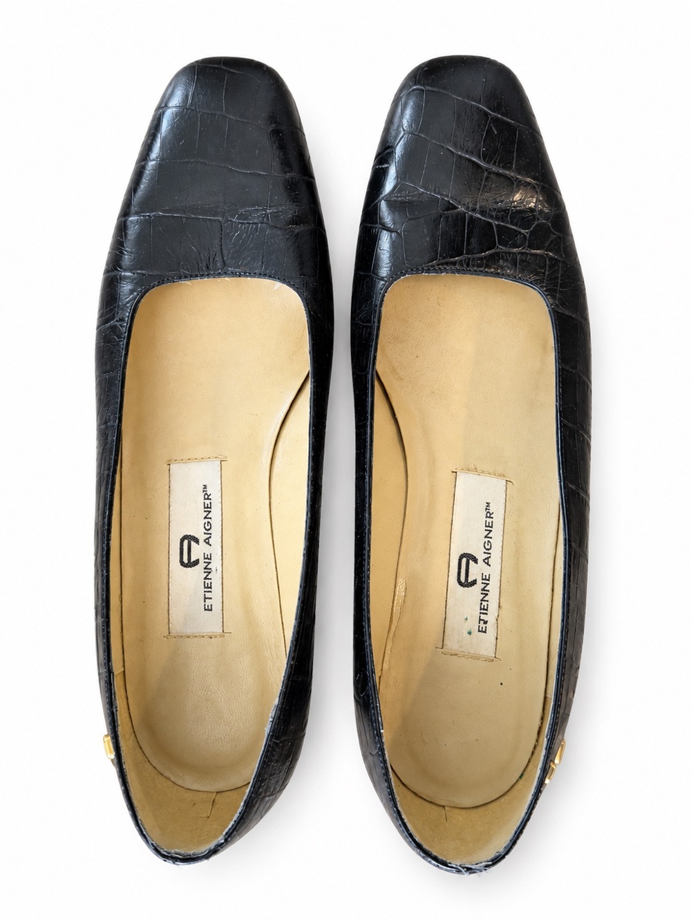 Etienne Aigner Astoria Black Croc Embossed Leather Pumps 7.5M